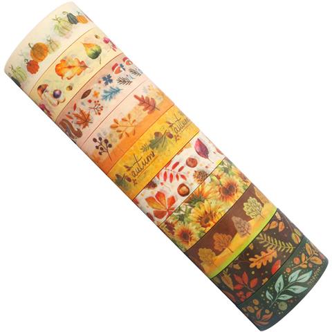 Set Di 10 Washi Tape Neri Con Lamina Oro, Nastro Adesivo Decorativo Multicolor1 - Foto 6