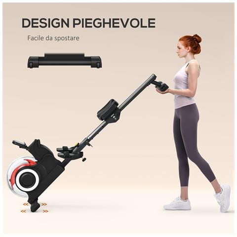 Vogatore ad Acqua Pieghevole a 6 Livelli di Resistenza, in Acciaio e PC, 190x50x65 cm, Rosso - Foto 2