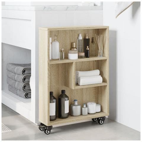 Carrello Stretto Rovere Sonoma 48x13x68 Cm In Truciolato - Foto 3