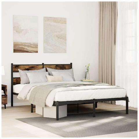 Giroletto Senza Materaso In Metallo Rovere Fumo 140x190 Cm - Foto 1