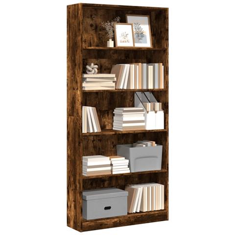 Libreria Rovere Fumo 80x24x176 Cm In Legno Multistrato - Foto 1