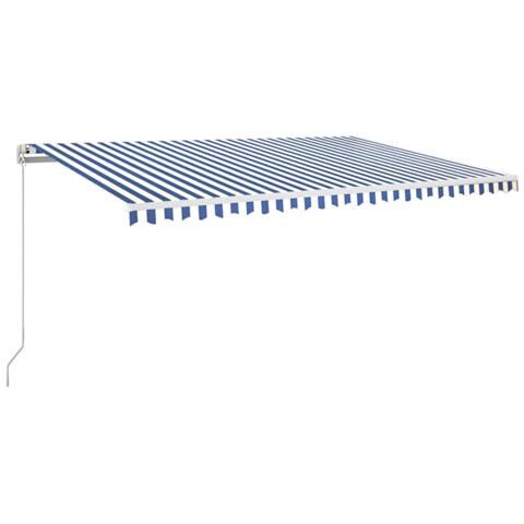 Tenda Da Sole Retrattile Manuale Led 500x350 Cm Blu E Bianca - Foto 1