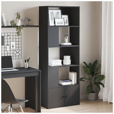 Lusso Casadino -  Libreria Nera 70x36x189 Cm In Legno Multistrato - Foto 8