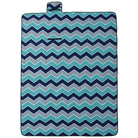 Tovaglia da Picnic Pieghevole A Onde Blu 200x150 cm in Velluto - Foto 1