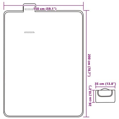 Tovaglia da Picnic Pieghevole A Onde Blu 200x150 cm in Velluto - Foto 6