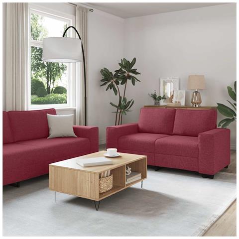 Set di Divani 2 pz con Cuscini Rosso Vino in Tessuto - Foto 2