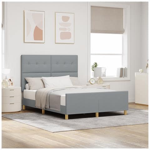 Letto Grigio chiaro 160x200 cm in tessuto - Foto 2