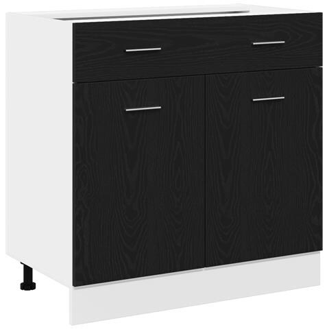 Armadio  con cassetto in rovere nero, 80x46x81,5 cm, realizzato in legno ingegnerizzato - Foto 1