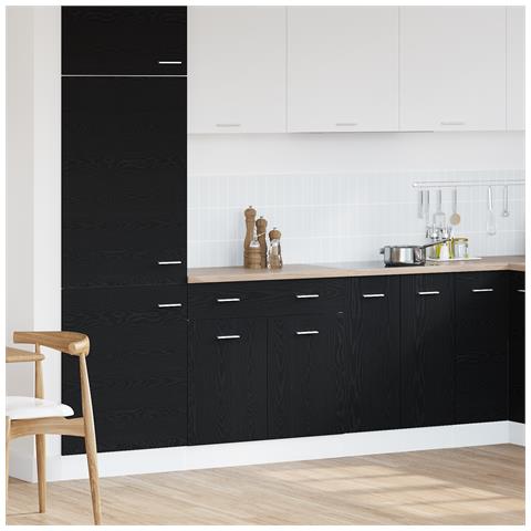 Armadio  con cassetto in rovere nero, 80x46x81,5 cm, realizzato in legno ingegnerizzato - Foto 2