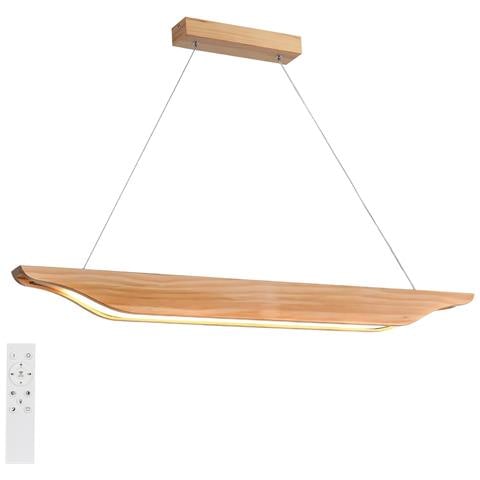 Lampada A Sospensione Moderna In Legno Da 90 Cm Per Sala Da Pranzo, Dimmerabile Con Telecomando - Foto 1