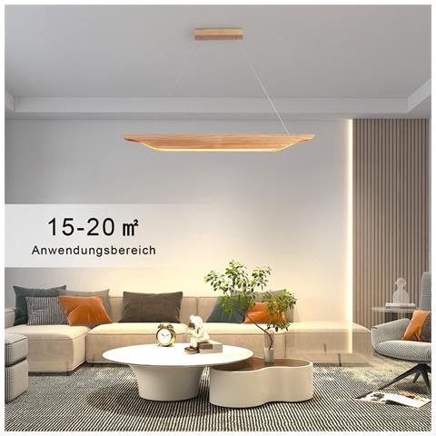 Lampada A Sospensione Moderna In Legno Da 90 Cm Per Sala Da Pranzo, Dimmerabile Con Telecomando - Foto 8