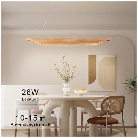 Lampada A Sospensione Moderna In Legno Da 90 Cm Per Sala Da Pranzo, Dimmerabile Con Telecomando - Foto 8