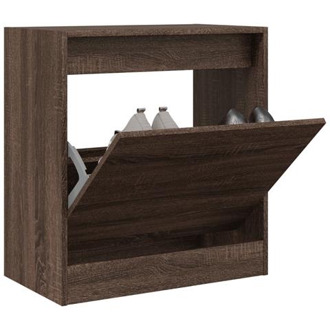 Scarpiera Rovere Marrone 60x34x63,5 cm in Legno Multistrato - Foto 2