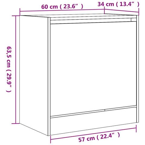 Scarpiera Rovere Marrone 60x34x63,5 cm in Legno Multistrato - Foto 9