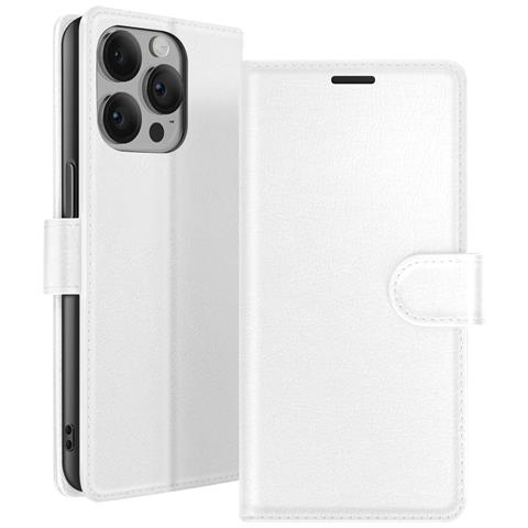Custodia A Portafoglio Per Iphone 14 Pro Max Con Supporto E Linguetta Magnetica, Bianco - Foto 1