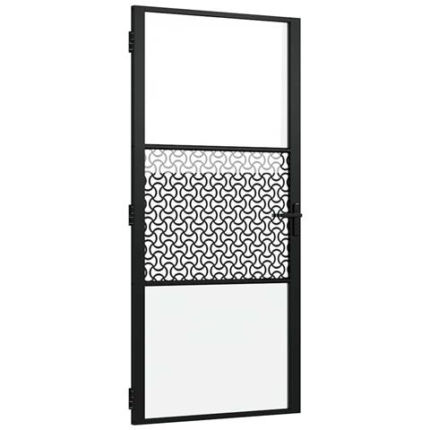 Porta Interna Nero 93 x 201.5 cm Vetro temperato, Alluminio - Foto 1