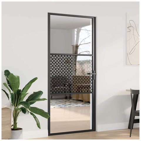 Porta Interna Nero 93 x 201.5 cm Vetro temperato, Alluminio - Foto 2