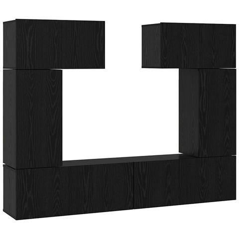 Set mobile TV 6 pcs Rovere nero 80 x 30 x 30 cm - Foto 1