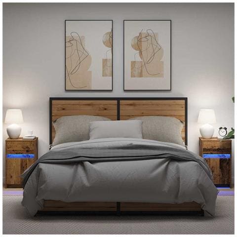Armadio da Letto LED 2 pcs Legno vecchio 38 x 34 x 61 cm - Foto 2