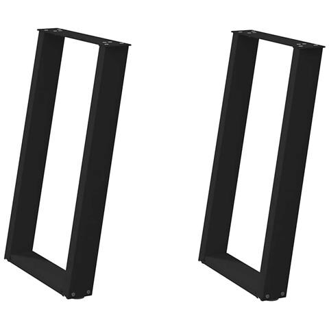 Gambe per tavolo da pranzo a forma di U 2 pz nere 60x(72-73) cm in acciaio - Foto 2