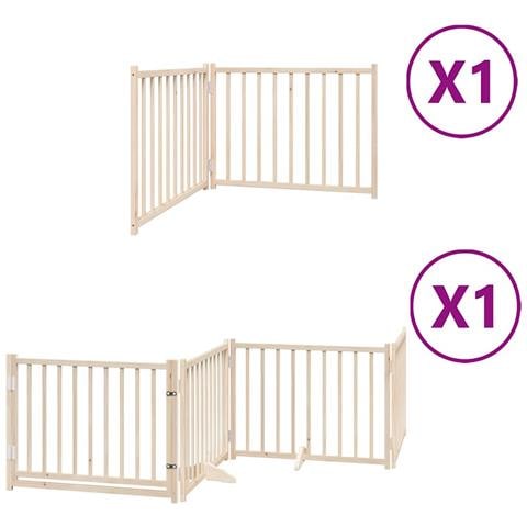 Cancello per Cani Pieghevole 6 Pannelli 480 cm Legno di Pioppo - Foto 1