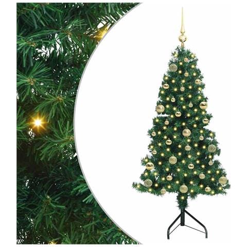 Albero di Natale Artificiale Angolare con 150 LED Verde 150 cm - Foto 1