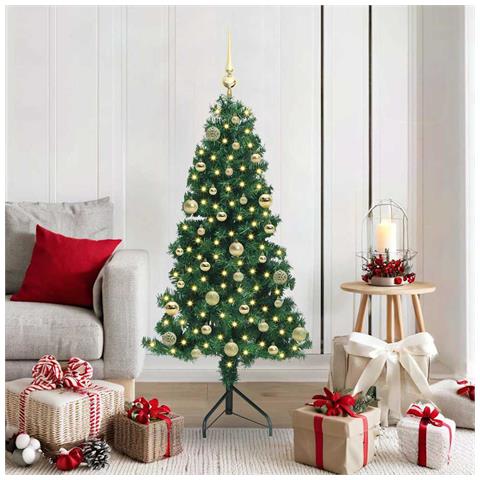 Albero di Natale Artificiale Angolare con 150 LED Verde 150 cm - Foto 2