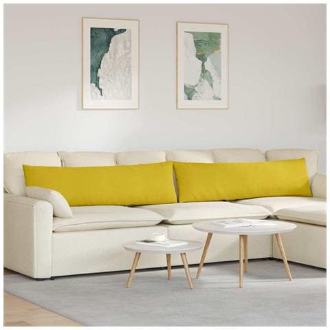 Cuscini da Divano 2 pcs Giallo 145 x 40 cm Tessuto in Cords - Foto 2