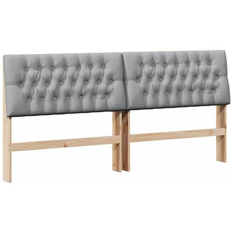 Testiera imbottita Grigio chiaro 200 cm Pino massello - Foto 1