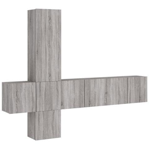 Mobili TV a Muro 5pz Grigio Sonoma in Legno Multistrato - Foto 1
