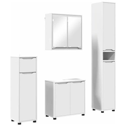 Set di mobili per il bagno 4 pcs Bianco Legno multistrato - Foto 1