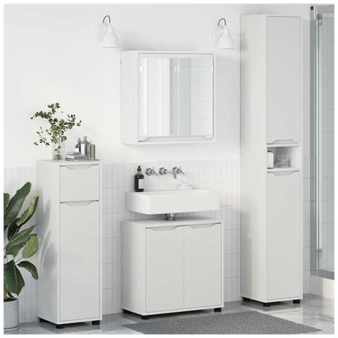 Set di mobili per il bagno 4 pcs Bianco Legno multistrato - Foto 2
