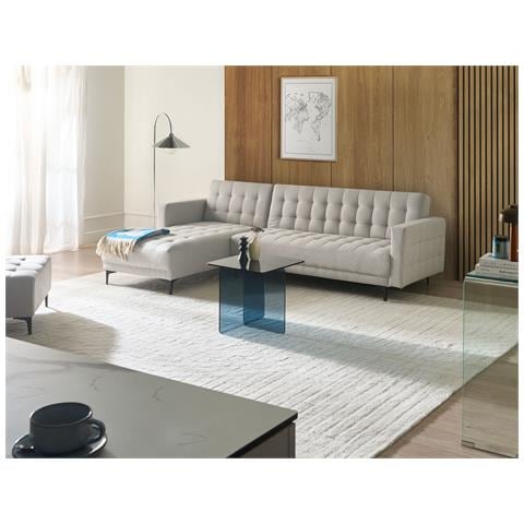 Divano Letto Angolare Modulare 4 Posti Aberdeen Tessuto Grigio Chiaro Lato Destro - Foto 1