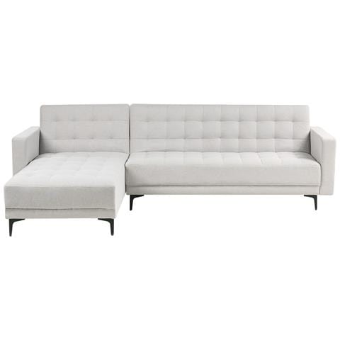 Divano Letto Angolare Modulare 4 Posti Aberdeen Tessuto Grigio Chiaro Lato Destro - Foto 2