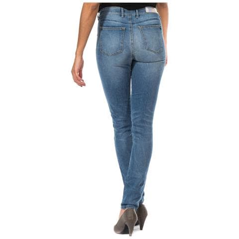 Pantaloni Lunghi In Denim Con Taglio A Fondo Dritto 10db50292 Donna - Foto 3