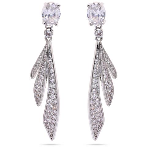 Orecchini a Goccia Piuma Color Argento - Foto 5