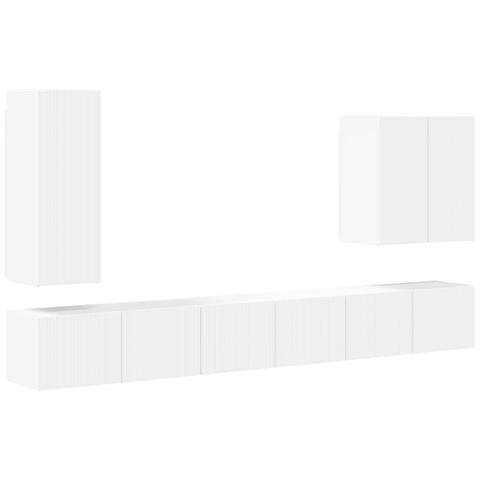 Set di Mobiletto da TV a Parete Montaggio a parete 6 pcs Bianco - Foto 1