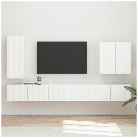 Set di Mobiletto da TV a Parete Montaggio a parete 6 pcs Bianco - Foto 2