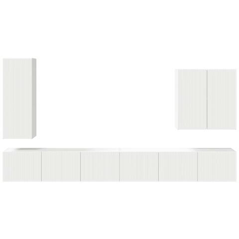 Set di Mobiletto da TV a Parete Montaggio a parete 6 pcs Bianco - Foto 9