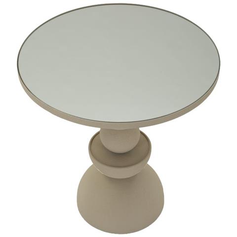 Tavolinetto Dune Con Piano Specchio In Ferro Crema Ø45x49,5 Cm - Foto 2