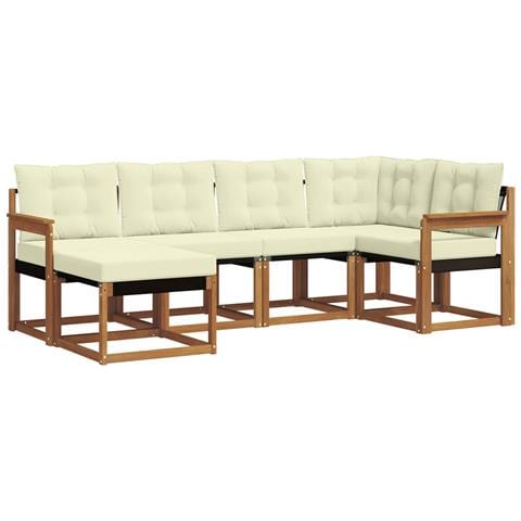 Set di divani da esterno con cuscino 6 pcs Naturale e Crema - Foto 1