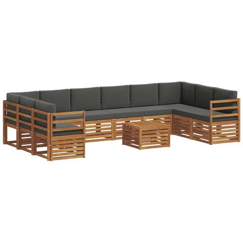 Set divani 11 pcs Naturale e Antracite Legno di Acacia Massello - Foto 1