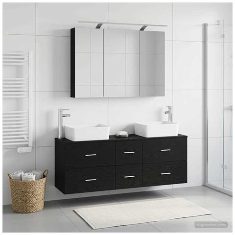 Set di mobili per il bagno 4 pcs Rovere Nero - Foto 2