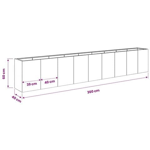 Vaso da giardino Argento 360 x 40 x 60 cm Acciaio Inox - Foto 7