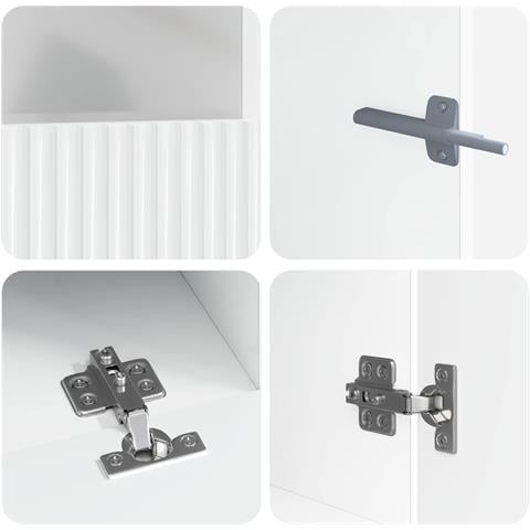 Mobile TV LED a 5 pezzi Bianco Lucido Legno ingegnerizzato - Foto 2
