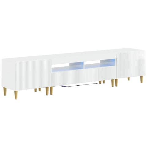 Mobile TV LED a 5 pezzi Bianco Lucido Legno ingegnerizzato - Foto 1