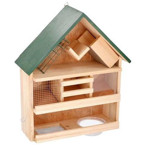 Mangiatoia Per Uccelli Giardino Casetta Uccellini Passerotti 3 Piani In Legno - Foto 2
