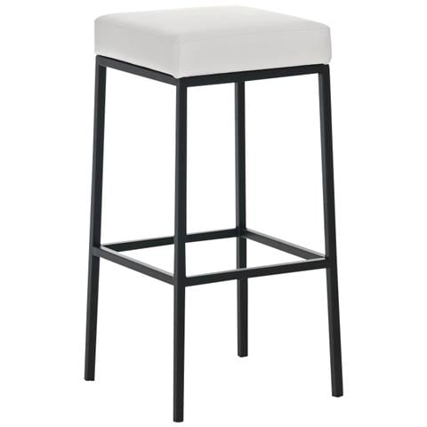 Sgabello Bar Montreal Imbottito In Similpelle I Sgabello Panchetto Design Cucina O Bar Telaio 4 Gambe I Sgabello Bancone H 85 CM Bianco Base: Metallo Nero - Foto 1