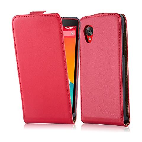 Custodia Compatibile Con Lg Nexus 5 In Rosso Chili - Coperchio Protettivo In Design Flip Realizzato In Finta Pelle Liscia - Foto 1