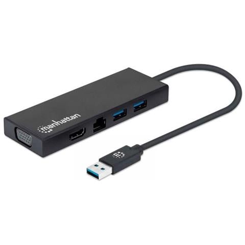 Manhattan 152846 Replicatore Di Porte E Docking Station Per Laptop Usb Tipo A Nero (usb-a Dock/hub, Ports [x5]: Ethernet - Foto 2
